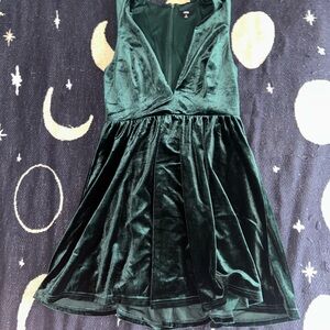 Urban Outfitters Green Velvet Mini Dress